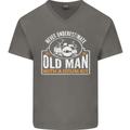 Drumming An Old Man Drummer Drum Funny Mens V-Neck Cotton T-Shirt Charcoal
