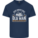 Drumming An Old Man Drummer Drum Funny Mens V-Neck Cotton T-Shirt Navy Blue