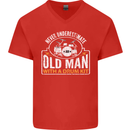Drumming An Old Man Drummer Drum Funny Mens V-Neck Cotton T-Shirt Red