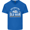 Drumming An Old Man Drummer Drum Funny Mens V-Neck Cotton T-Shirt Royal Blue