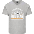 Drumming An Old Man Drummer Drum Funny Mens V-Neck Cotton T-Shirt Sports Grey