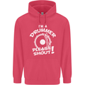 Drumming I'm a Drummer Please Shout Funny Childrens Kids Hoodie Heliconia