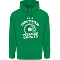 Drumming I'm a Drummer Please Shout Funny Childrens Kids Hoodie Irish Green