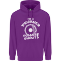 Drumming I'm a Drummer Please Shout Funny Childrens Kids Hoodie Purple