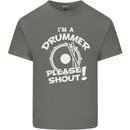 Drumming I'm a Drummer Please Shout Funny Kids T-Shirt Childrens Charcoal