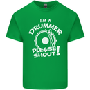 Drumming I'm a Drummer Please Shout Funny Mens Cotton T-Shirt Tee Top Irish Green