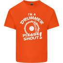 Drumming I'm a Drummer Please Shout Funny Mens Cotton T-Shirt Tee Top Orange