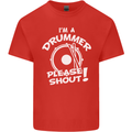 Drumming I'm a Drummer Please Shout Funny Mens Cotton T-Shirt Tee Top Red