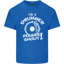 Drumming I'm a Drummer Please Shout Funny Mens Cotton T-Shirt Tee Top Royal Blue