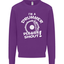 Drumming I'm a Drummer Please Shout Funny Mens Sweatshirt Jumper Purple