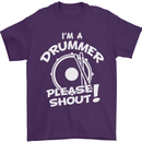 Drumming I'm a Drummer Please Shout Funny Mens T-Shirt Cotton Gildan Purple