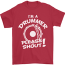 Drumming I'm a Drummer Please Shout Funny Mens T-Shirt Cotton Gildan Red