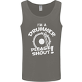 Drumming I'm a Drummer Please Shout Funny Mens Vest Tank Top Charcoal