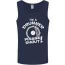 Drumming I'm a Drummer Please Shout Funny Mens Vest Tank Top Navy Blue
