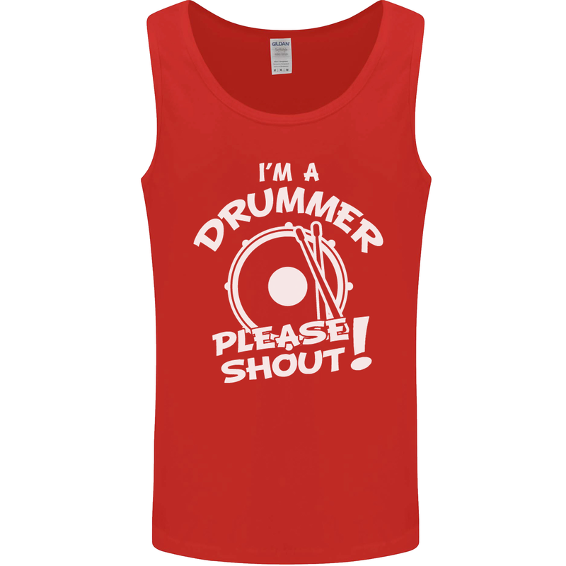 Drumming I'm a Drummer Please Shout Funny Mens Vest Tank Top Red