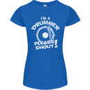 Drumming I'm a Drummer Please Shout Funny Womens Petite Cut T-Shirt Royal Blue