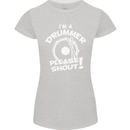 Drumming I'm a Drummer Please Shout Funny Womens Petite Cut T-Shirt Sports Grey