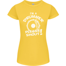 Drumming I'm a Drummer Please Shout Funny Womens Petite Cut T-Shirt Yellow