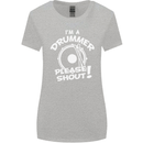 Drumming I'm a Drummer Please Shout Funny Womens Wider Cut T-Shirt Sports Grey