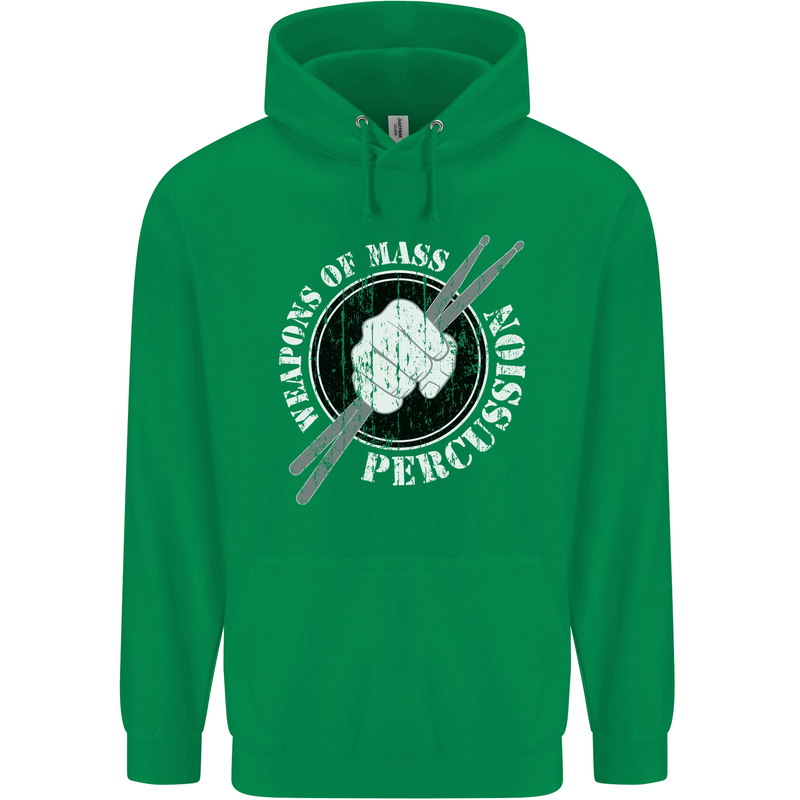 Drumming Weapons of Mass Percussion Funny Childrens Kids Hoodie Irish Green