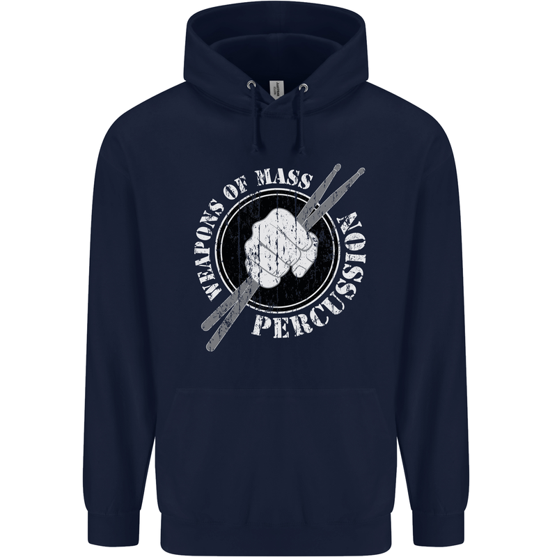 Drumming Weapons of Mass Percussion Funny Childrens Kids Hoodie Navy Blue