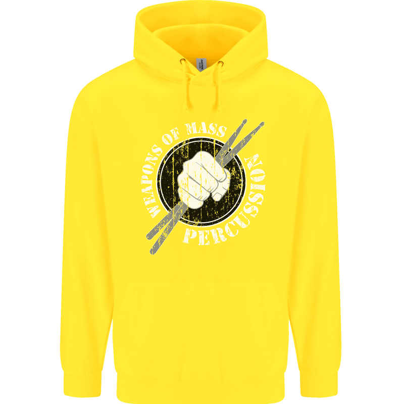 Drumming Weapons of Mass Percussion Funny Childrens Kids Hoodie Yellow