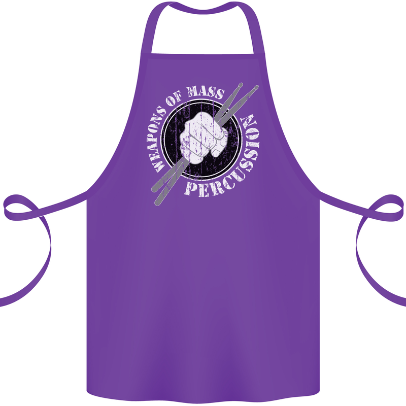 Drumming Weapons of Mass Percussion Funny Cotton Apron 100% Organic Purple