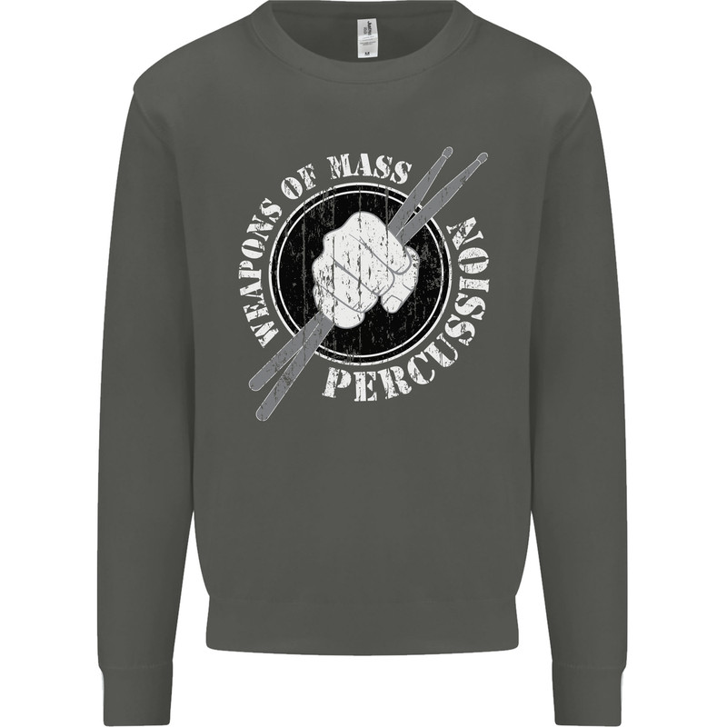 Drumming Weapons of Mass Percussion Funny Kids Sweatshirt Jumper Storm Grey