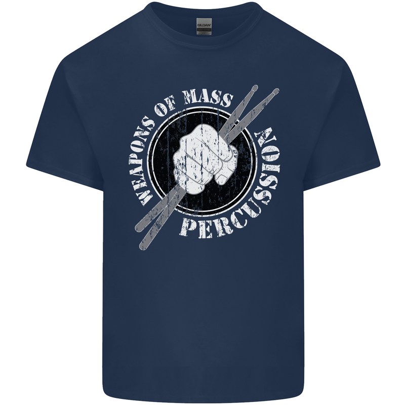 Drumming Weapons of Mass Percussion Funny Kids T-Shirt Childrens Navy Blue