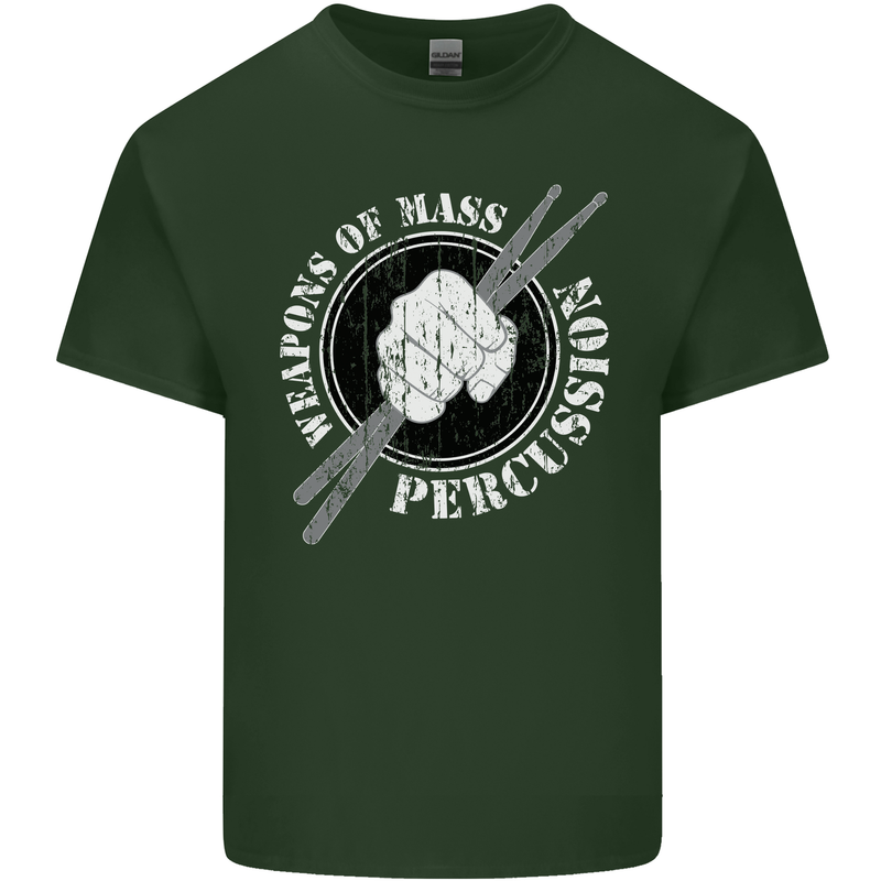 Drumming Weapons of Mass Percussion Funny Mens Cotton T-Shirt Tee Top Forest Green