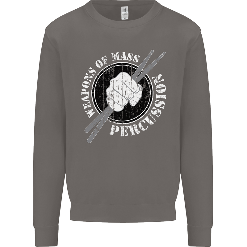 Drumming Weapons of Mass Percussion Funny Mens Sweatshirt Jumper Charcoal