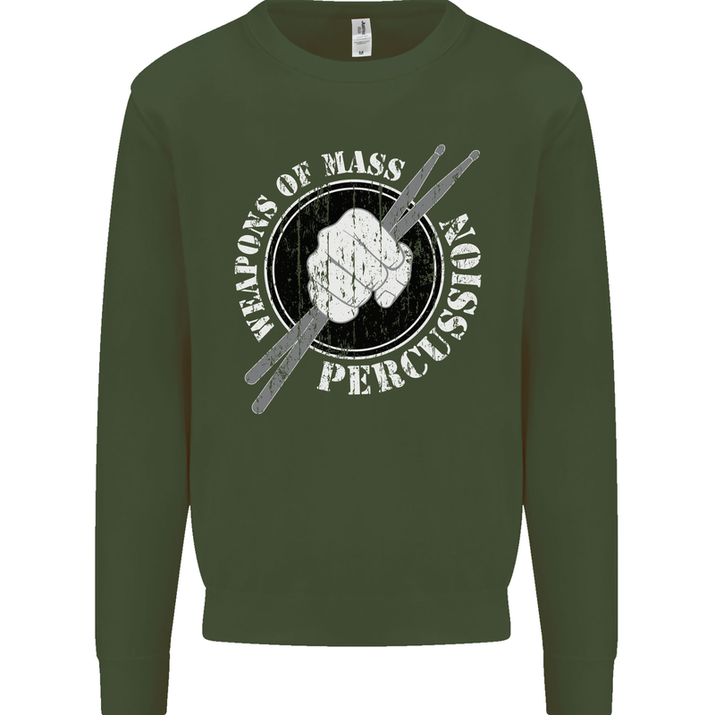 Drumming Weapons of Mass Percussion Funny Mens Sweatshirt Jumper Forest Green