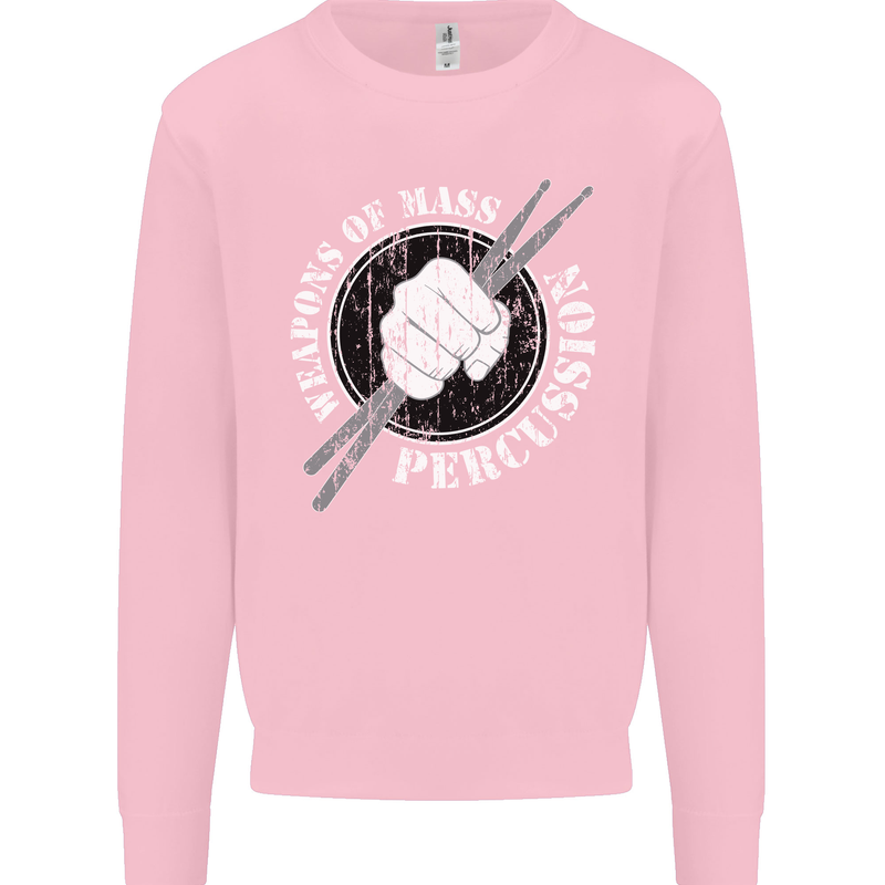 Drumming Weapons of Mass Percussion Funny Mens Sweatshirt Jumper Light Pink