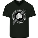 Drumming Weapons of Mass Percussion Funny Mens V-Neck Cotton T-Shirt Black
