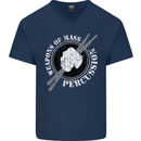 Drumming Weapons of Mass Percussion Funny Mens V-Neck Cotton T-Shirt Navy Blue