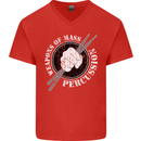 Drumming Weapons of Mass Percussion Funny Mens V-Neck Cotton T-Shirt Red