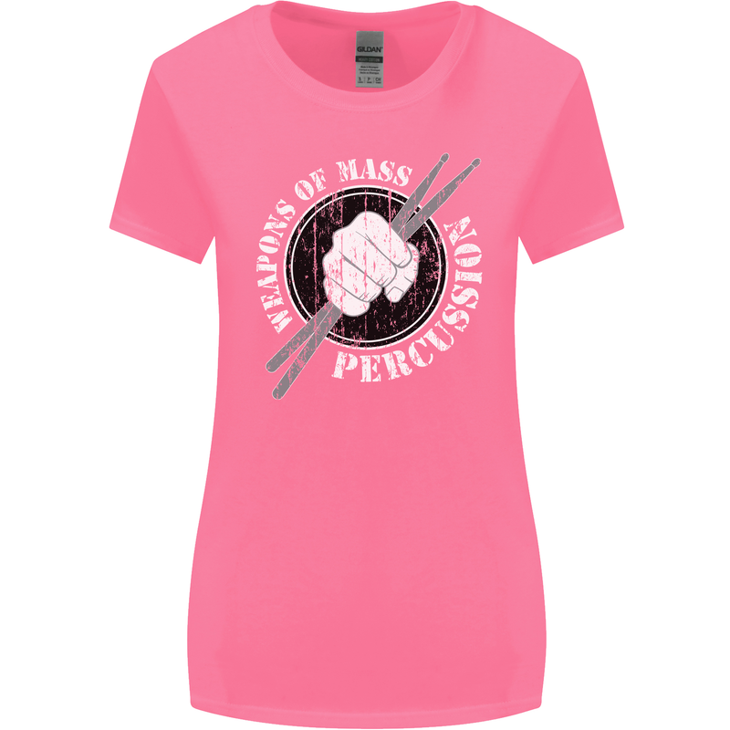 Drumming Weapons of Mass Percussion Funny Womens Wider Cut T-Shirt Azalea