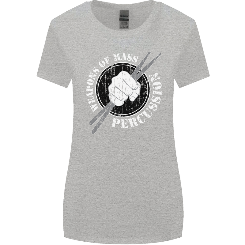Drumming Weapons of Mass Percussion Funny Womens Wider Cut T-Shirt Sports Grey
