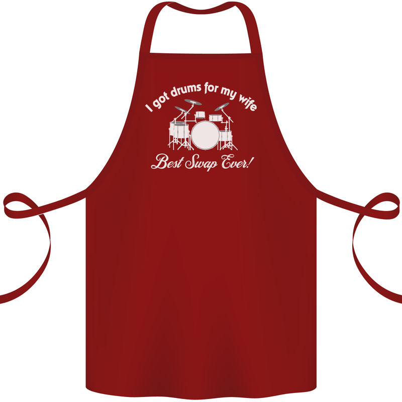 Drums for My Wife Drummer Drumming Cotton Apron 100% Organic Maroon
