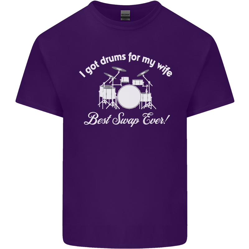 Drums for My Wife Drummer Drumming Mens Cotton T-Shirt Tee Top Purple