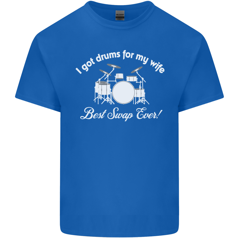 Drums for My Wife Drummer Drumming Mens Cotton T-Shirt Tee Top Royal Blue