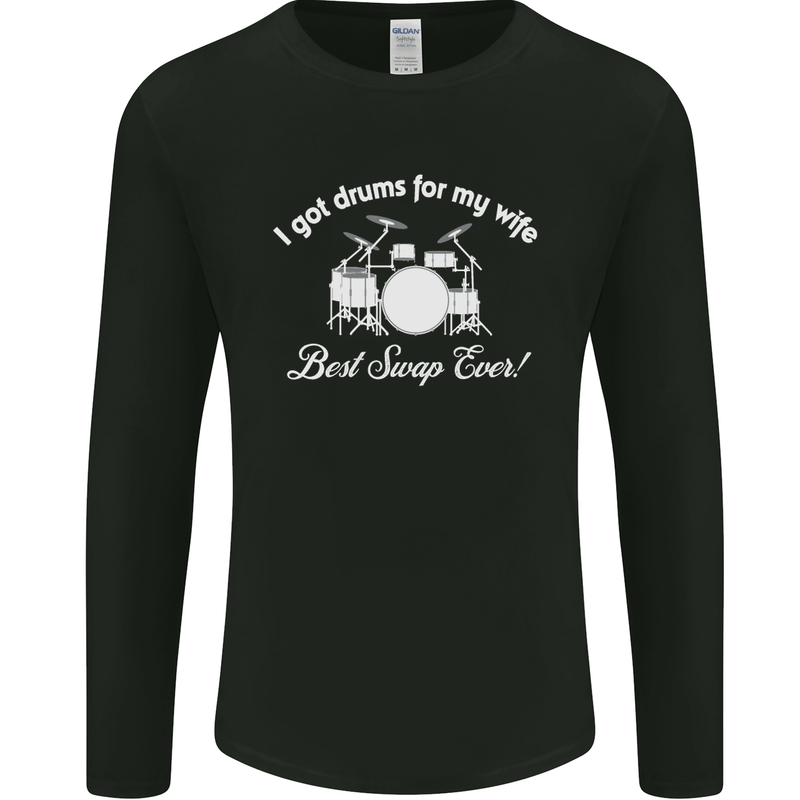 Drums for My Wife Drummer Drumming Mens Long Sleeve T-Shirt Black