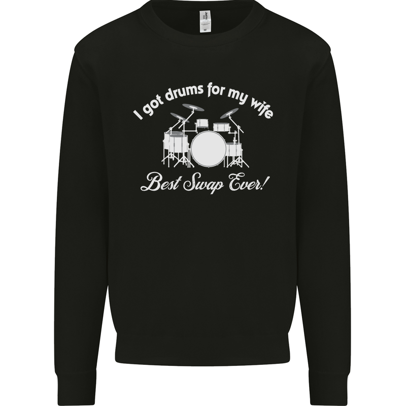 Drums for My Wife Drummer Drumming Mens Sweatshirt Jumper Black