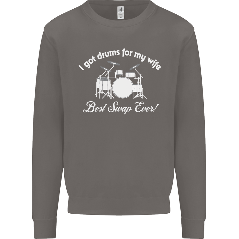Drums for My Wife Drummer Drumming Mens Sweatshirt Jumper Charcoal