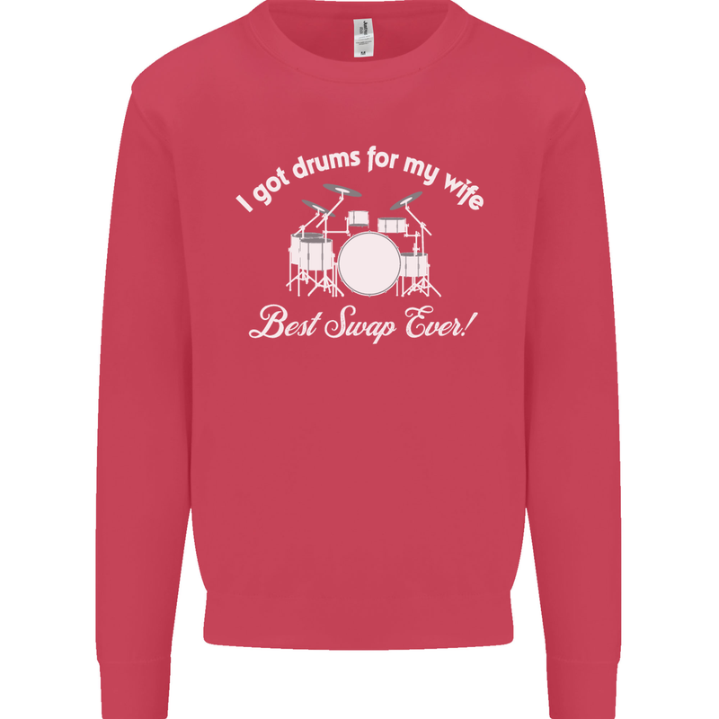 Drums for My Wife Drummer Drumming Mens Sweatshirt Jumper Heliconia