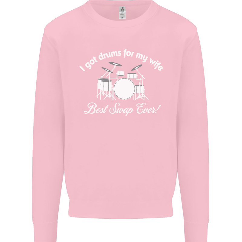 Drums for My Wife Drummer Drumming Mens Sweatshirt Jumper Light Pink