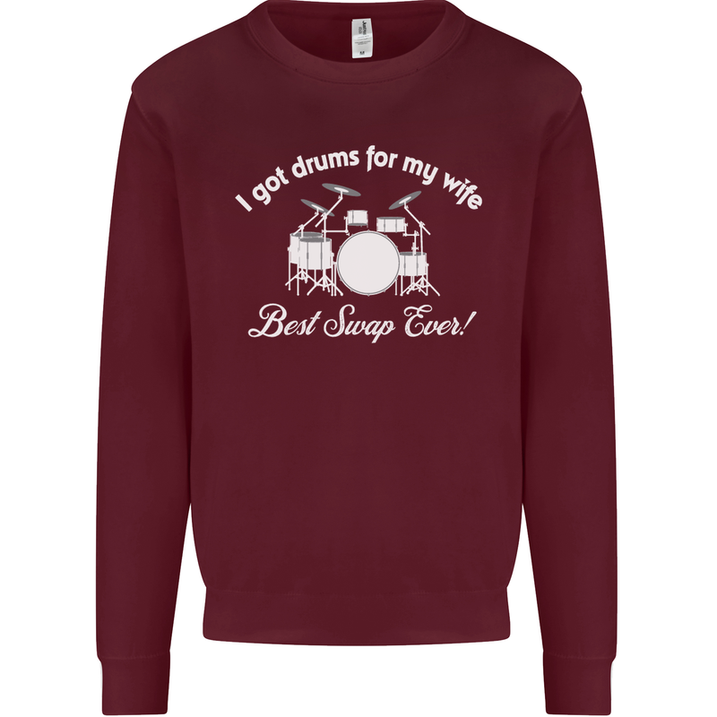 Drums for My Wife Drummer Drumming Mens Sweatshirt Jumper Maroon