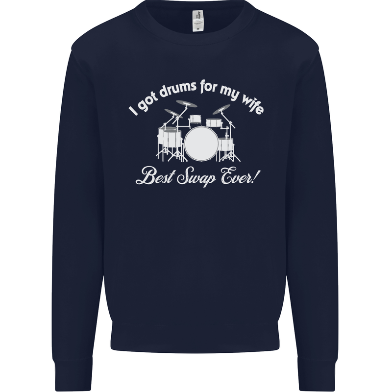 Drums for My Wife Drummer Drumming Mens Sweatshirt Jumper Navy Blue