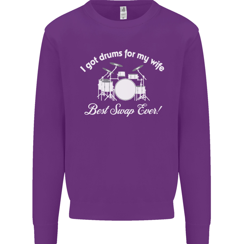 Drums for My Wife Drummer Drumming Mens Sweatshirt Jumper Purple