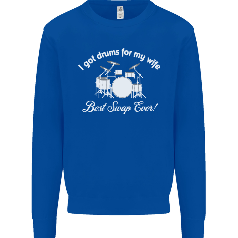 Drums for My Wife Drummer Drumming Mens Sweatshirt Jumper Royal Blue